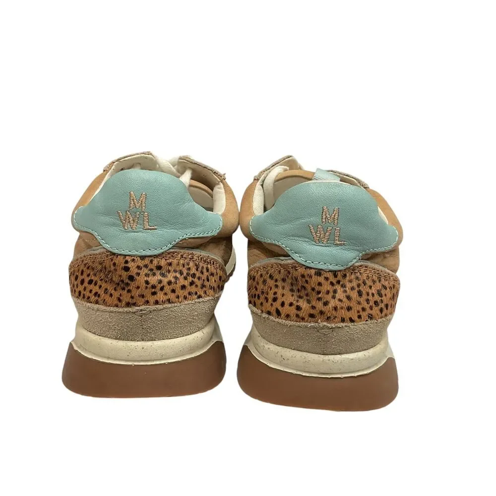 Madewell‎ Kickoff Trainer Sneakers Leopard Calf Hair Nubuck Faraway Sky Size 8.5
